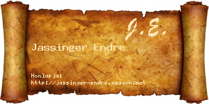 Jassinger Endre névjegykártya
